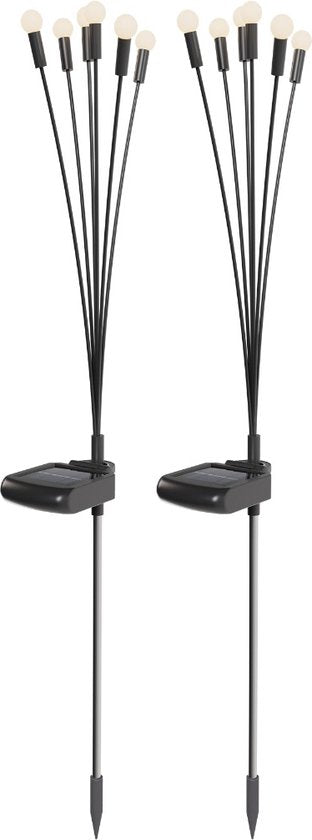 Sinji Firefly LED bulbs - Lampes de jardin solaires, Lampes d'ambiance solaires, résistantes à l'eau et à la poussière, adaptées à l'extérieur, 2 pièces, noir