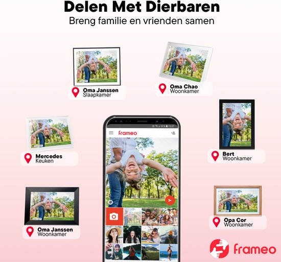 Cadre photo numérique Denver 15,6 pouces - Bois - XL - Full HD - Frameo App - Cadre photo - WiFi - 16GB - IPS Touchscreen - PFF1543DW