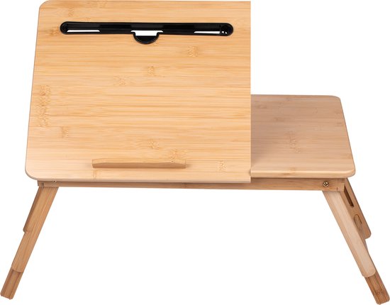 Table à langer avec porte-gobelet et porte-tablette - Support pour ordinateur portable - Bambou