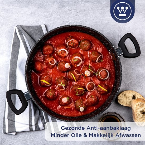 Casserole - Westinghouse - Ø 32 cm - Induction - Sans PFOA - Couvercle inclus - Marbre noir