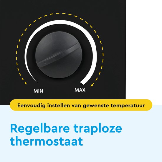 BRASQ Radiateur convecteur électrique - Thermostat réglable - Radiateur électrique - 750/1250/2000 watts - Chauffage - Noir