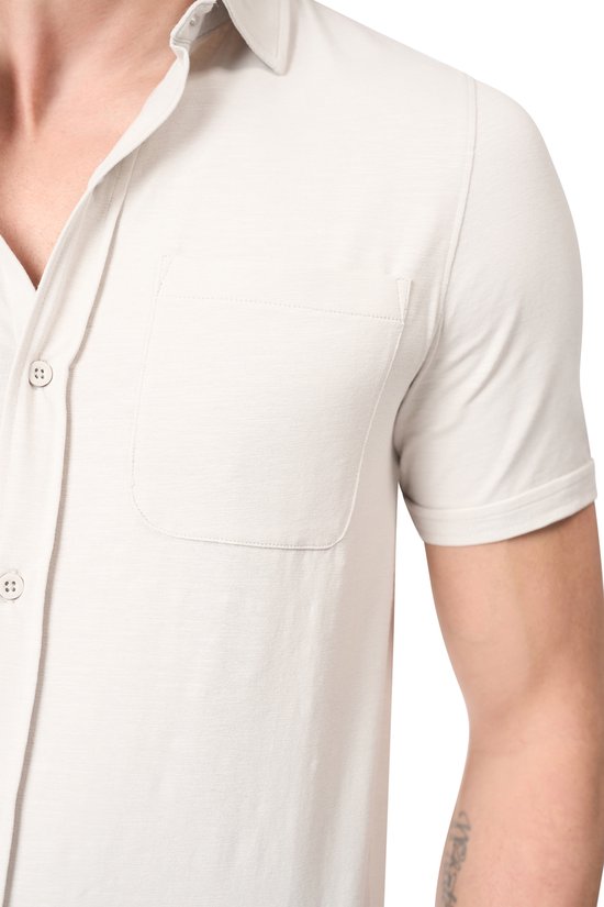 Mario Russo Chemise à manches courtes - Chemise homme - Polo homme - t shirt homme - 3XL - Stone Grey