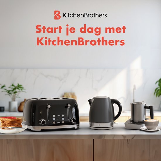 KitchenBrothers Bouilloire - Électrique - 1 litre - Petite taille de camping - Bouilloire de voyage avec filtre à calcaire - Gris titane/RVS