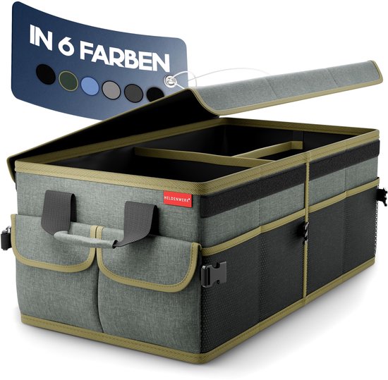 HELDENWERK Organisateur de bottes premium avec couvercle, robuste et antidérapant - Sac à bottes pliable, grand avec double fond - Coffre, boîte d'organisation de bottes
