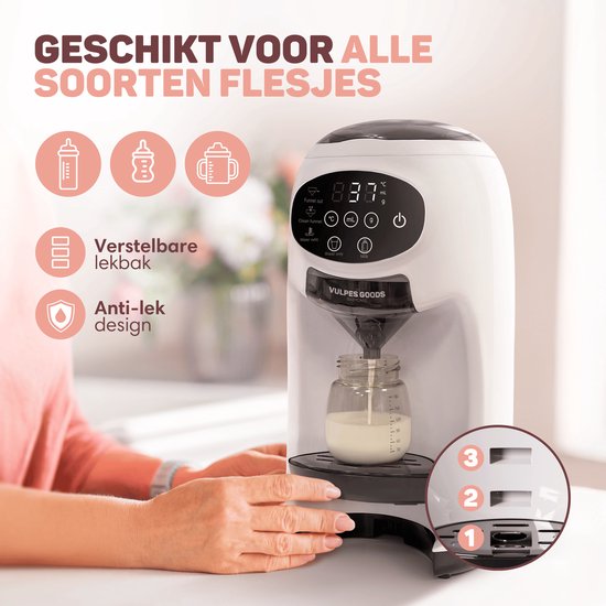 Vulpes Goods® BabyCare - Préparateur de biberons automatique - Préparateur de lait maternisé PRO - Dispositif d'alimentation des biberons - Préparateur de biberons automatique - Préparateur de lait maternisé - Kit de nettoyage inclus