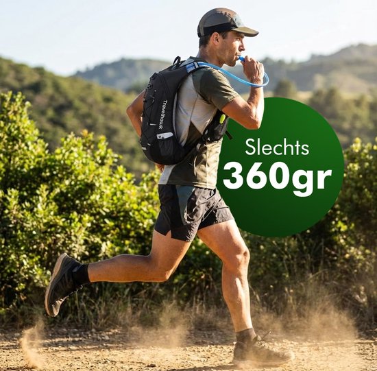 Travelhawk Sac à dos pour boire - Sac à dos de course à pied - Convient aux sacs à eau de 2L - Hydrofuge, léger, réfléchissant - 12L - Noir