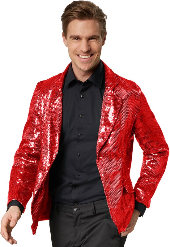 Dressforfun Manteau paillette homme rouge XXL - Robe fantaisie costume halloween partywear carnaval costume party dress - 303950
