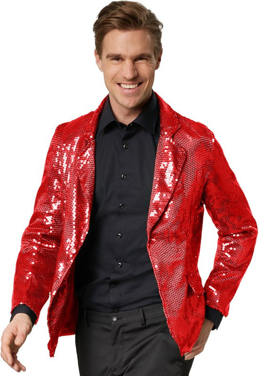 Dressforfun Manteau paillette homme rouge XXL - Robe fantaisie costume halloween partywear carnaval costume party dress - 303950