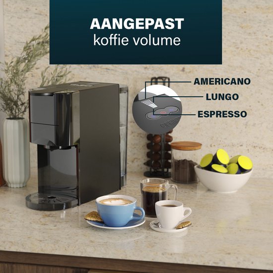 Princess 249454 Machine à café multi-capsules - 4 en 1 - Convient aux capsules Nespresso - Dolce Gusto - Noir / Argent