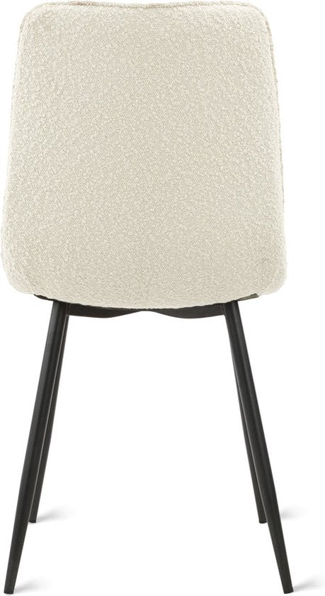 Multifurn - Chaise de salle à manger 'Yerevan' (Bouclé, Ivoire, Lot de 2)