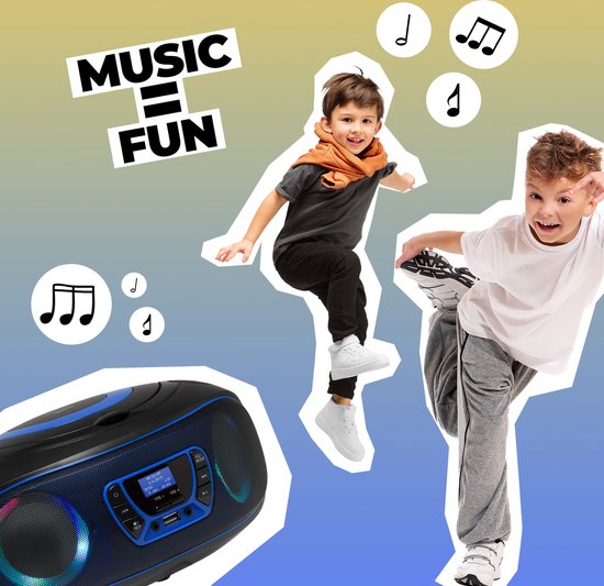 Denver Portable DAB Radio CD Player Kids - Bluetooth - Light Effects - Boombox - AUX - FM - TDB212BLUE