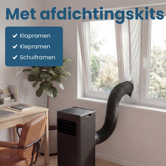 Auronic Mobile Air Conditioner - 9 000 BTU - 3 en 1 - Climatisation avec 2 kits d'étanchéité de fenêtre - Ventilateur - Déshumidificateur - refroidit jusqu'à 25m² - Noir