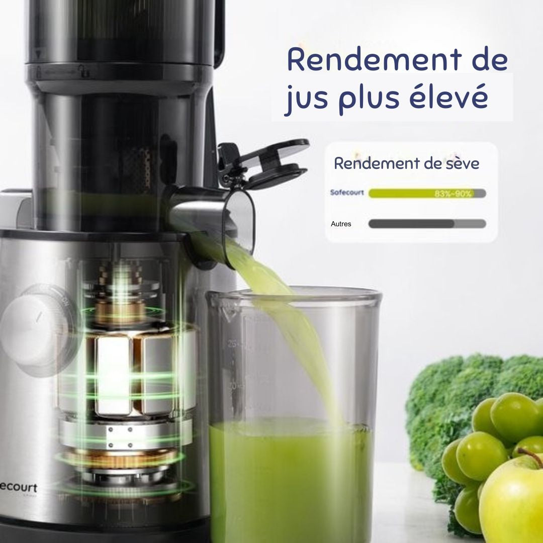 Extracteur de jus - Safecourt Kitchen - pour fruits et légumes - Ouverture de remplissage XXL - Moteur puissant de 200W - gris