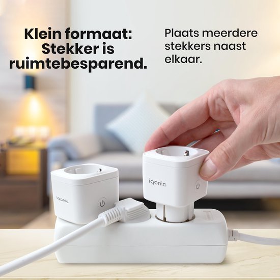 Iqonic Smart Plug - Prise intelligente - avec minuterie et compteur d'énergie - 16A - 4 pièces
