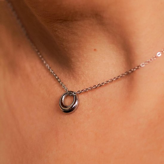 Laura Ferini Collier pour dames Cerchio - Collier en argent avec pendentif - plaqué or blanc 18K - Collier - Collier - Bijoux - Accessoires - Collier pour dames avec pendentif