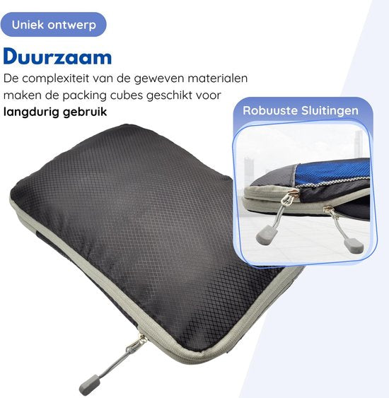 Hilvard - Packing Cubes Set - 6 pièces - Organiseurs de bagages - Organiseurs de vêtements - Cubes de voyage - Cubes de compression - Noir