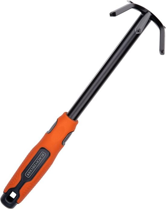 BLACK+DECKER Double Hoe - 3 Pins et Hoe - 30 CM - Poignée ergonomique - Noir/Orange