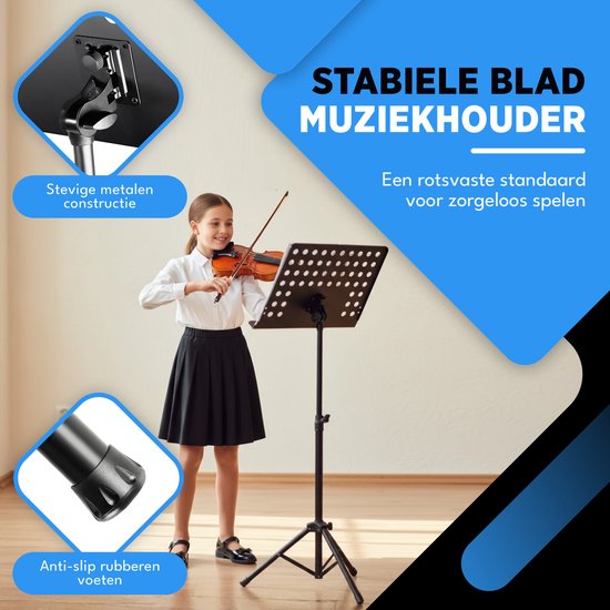 Finesse Music Stand for Sheet Music - XL - Foldable - with Carrying Bag - Lesson Stand for Tablet - Black