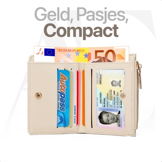 aramae® - Portefeuille femmes - Portefeuille femmes - Porte-cartes femmes avec monnayeur - Blanc/Beige