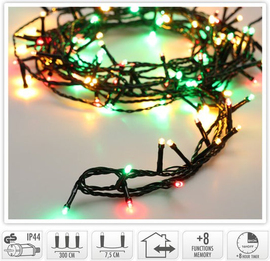 Lumières de Noël 180 led- 13.5m - trois tons traditionnel-Timer-Fonctions d'éclairage-Memory-Outdoor-Indoor