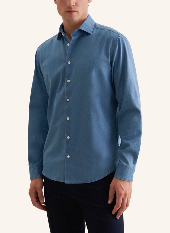 Chemise Seidensticker regular fit - sergé - bleu - Sans repassage - Taille du col : 44