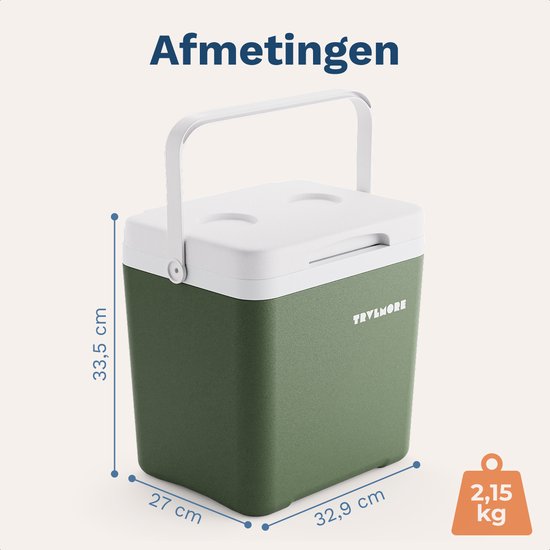 TRVLMORE Cool Box 14L - Frigobox - Elément réfrigérant inclus - Petite boîte réfrigérante - Vert