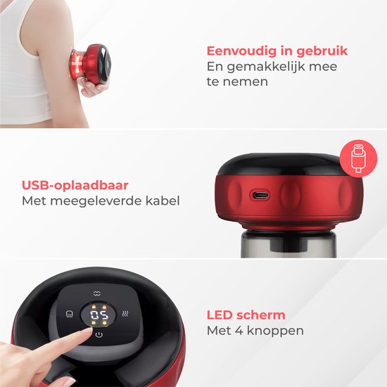 Nuvance - Appareil électrique de massage de la cellulite - 12 niveaux et températures - eBook inclus - Corps entier - Cupping Cups Set Massage - Cellulite Cups - Hijama Cups - Anti Cellulite