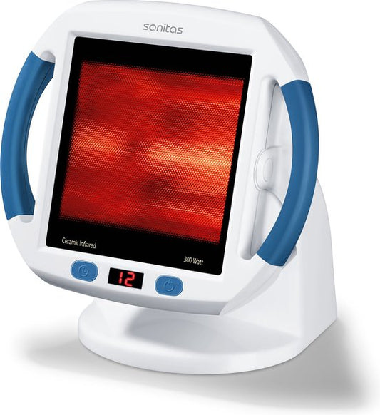 Sanitas SIL 45 Lampe infrarouge - Plaque vitrocéramique XL 30 x 40 cm - 300 watts - Minuterie - Bloque les UV à 100 % - Ventilation - Arrêt automatique - Rangement du cordon dans la base - Certifié médicalement - Lunettes de protection incluses - Garantie