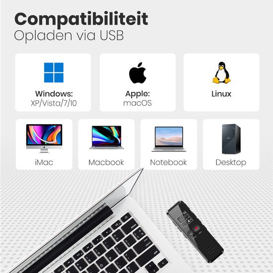 Auronic Enregistreur vocal numérique - Dictaphone - Stockage 8GB - Réduction de bruit - Rechargeable par USB - Ecoute clandestine - Noir