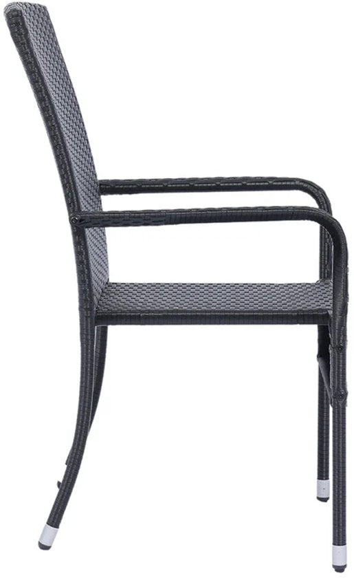 Chaises de jardin en polyrotan Yoro - 4 pièces - Noir - Empilable
