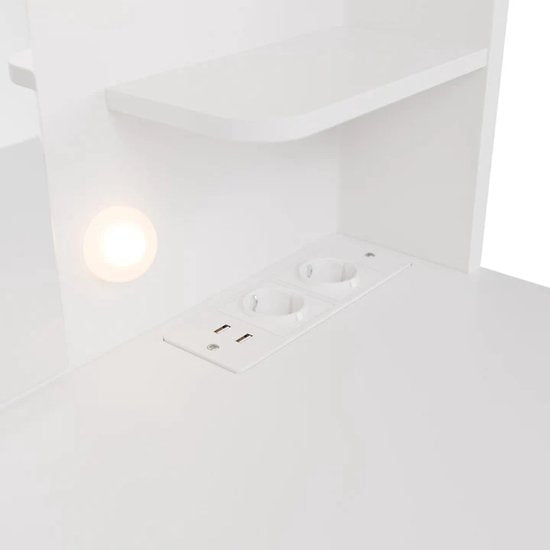 Malia coiffeuse / table de maquillage - Miroir et LED inclus - Blanc
