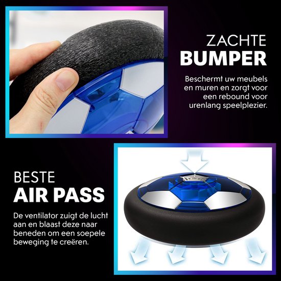 Tech Essentials Hover Ball - 18cm - Led Lighting - Rechargeable - Hover - Soft Indoor Football - Indoor Air Toy Ball - Kids