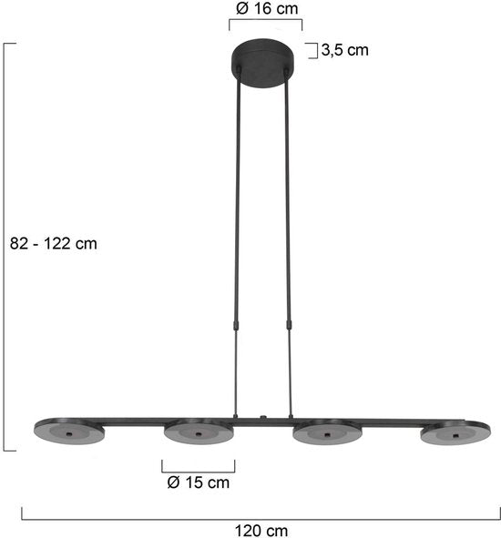 Steinhauer - lampe suspendue - Turound - noir - verre métal - lampe design - LED - 3512ZW