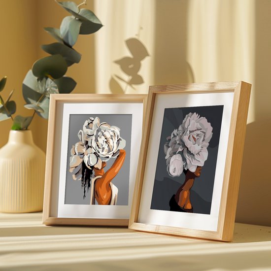 Rubye® Painting By Number Adults - Flower Head - Includes Painting and Brushes - Canvas Painting Canvas - Colouring by Number - Double Set - 15x20cm