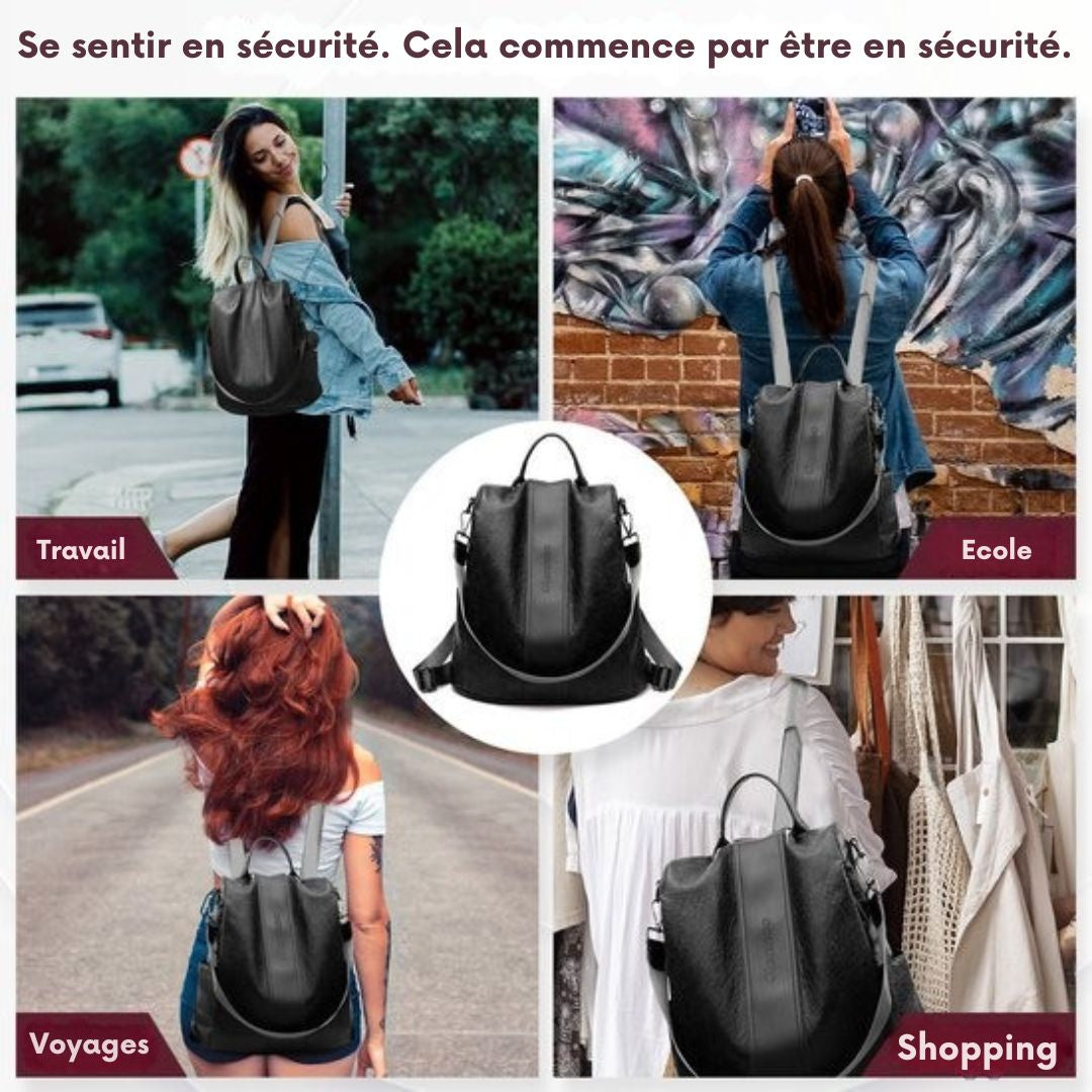 Sac à dos antivol Glennoo - Femmes - Imperméable - tout en un - noir