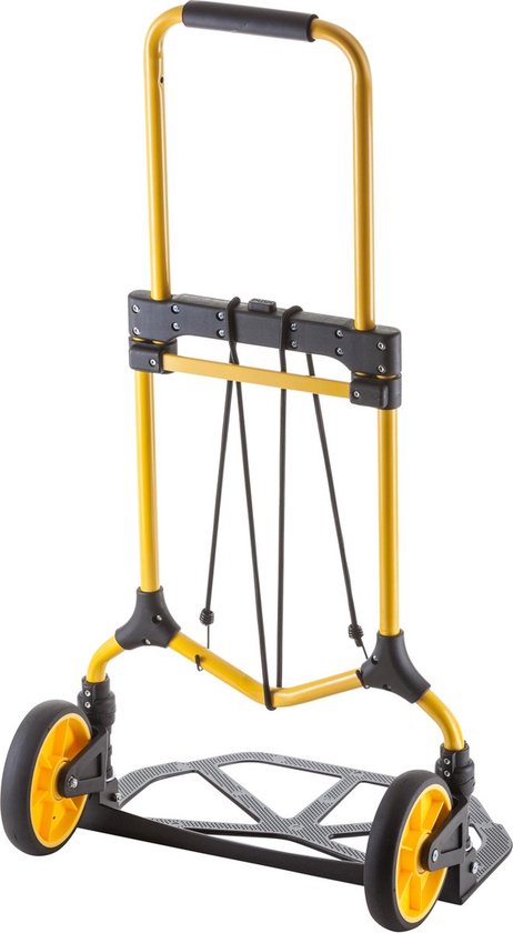 Stanley Foldable Trolley FT582 - Capacité de charge jusqu'à 90KG - Chariot de transport - 50 x 45 x 98 CM - Aluminium léger - Noir/jaune