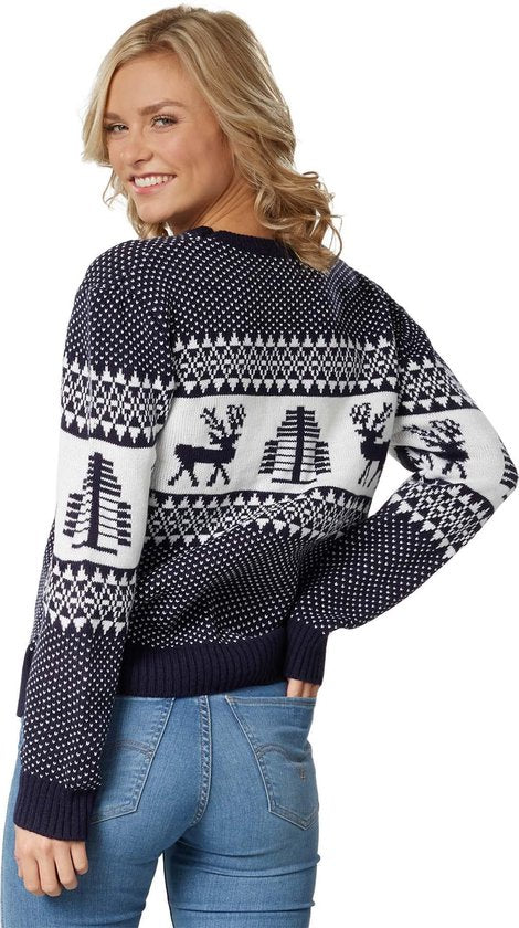 dressforfun - Pull de Noël Winter Wonderland bleu et blanc pour femme L - costume costume halloween déguisement carnaval déguisement carnaval - 303352