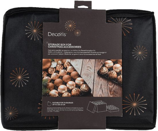 Decoris Boîte de rangement pour boules de Noël - vert - 41 x 31 x 32 cm - pliable - polyester