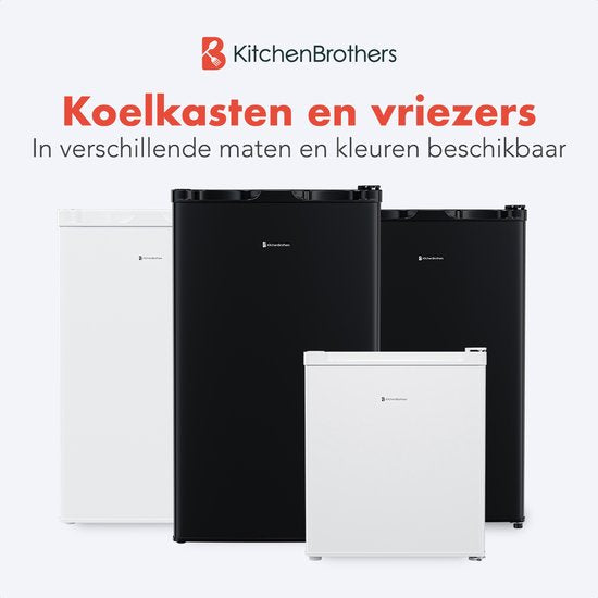 KitchenBrothers Réfrigérateur - 88L Compartiment réfrigérant - 14L Compartiment congélateur - Glacière - Frigo - Freestanding - Noir