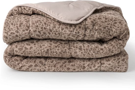 Soulsnooze Teddy Duvet Panther Taupe 240×220 - Couette 2-en-1 sans housse - Couette lavable sans housse - Couverture - Couvre-lit - Fluffy Plaid