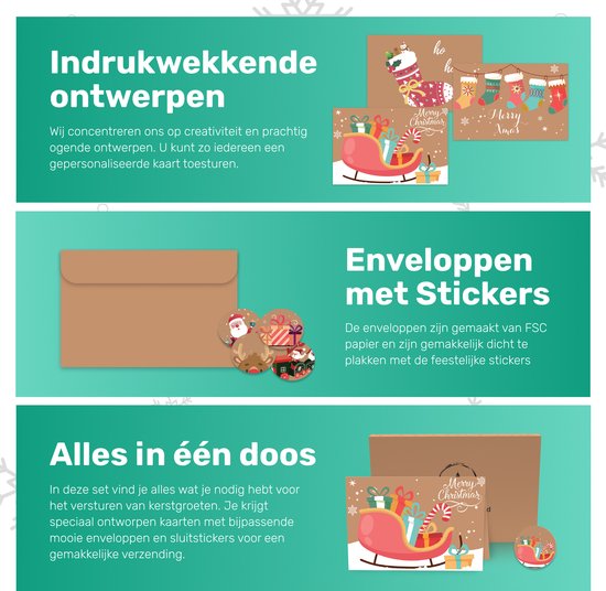 Giftmas Cartes de Noël - Cartes de vœux - 36 pièces - Avec enveloppes et autocollants - 10x15cm