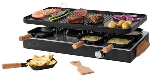 BOSKA Raclette Gourmet Party - Pour 8 personnes Bois de hêtre Acier - Set gourmet