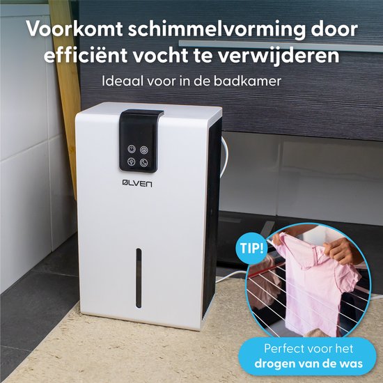 Déshumidificateur Ølven - Déshumidifie jusqu'à 0,7L par jour - Déshumidificateur - Silencieux - Mode nuit - Blanc