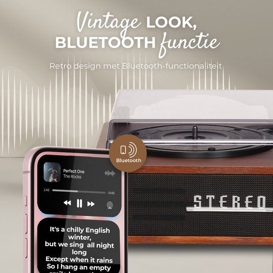 Lecteur de disques Denver - Haut-parleurs intégrés - Rétro - Arrêt automatique - Bluetooth - VPB262