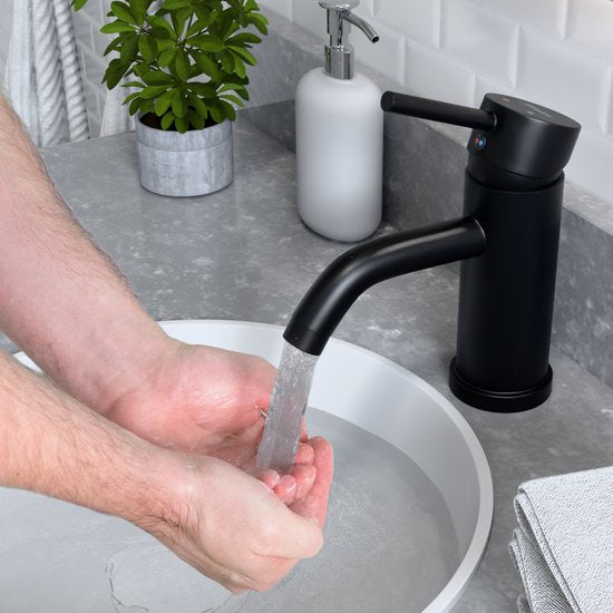 Mirlux Wash Basin Tap Black - Wash Basin Mixer Bathroom - Basin Tap - Basin Tap/WC Tap - Faucet - Cold & Hot Water Tap - Toilet Tap Cold & Hot Water
