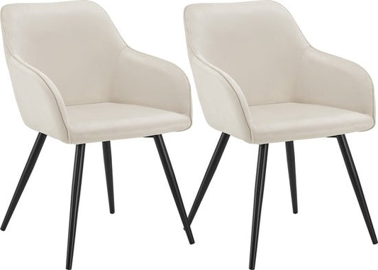 Chaise longue / Chaise à manger Tarje - 2 pièces - Couleur sable - Velours