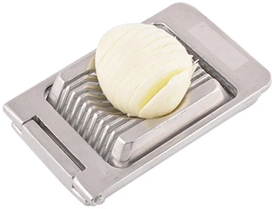TTD® Stainless Steel Egg Slicer Natural - Coupe-œufs en acier inoxydable avec fil d'aluminium pour des tranches d'œufs parfaites