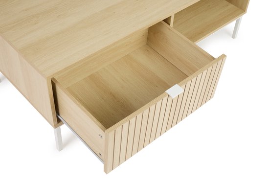 Lifa Living Meuble TV Sorrento - MDF/métal - Marron clair - 110x40x50cm - Charge maximale 25kg