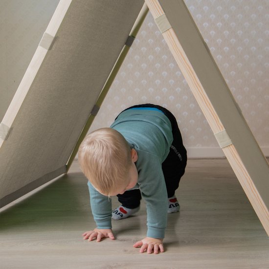 Sunny Como Tente de jeu Crème– Wigwam Tipi pour enfants - bâtons en bois FSC - 123x106x107cm
