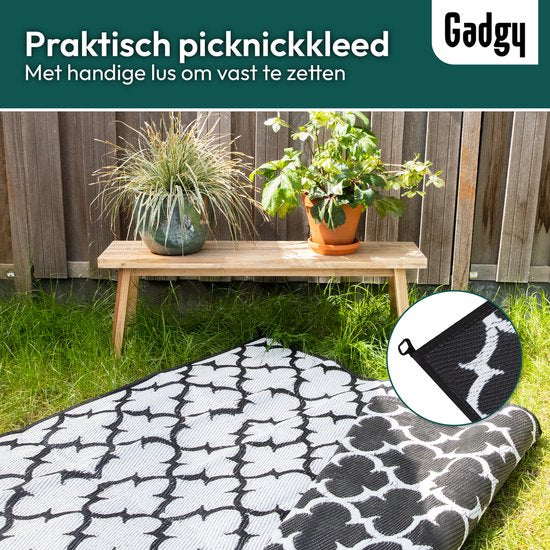 Gadgy Buitenkleed Vloerkleed XL - 230x160 cm - Campingkleed - Picknickkleed - Tuintapijt - Buitentapijt - Balkon Kleed - Omkeerbaar - Incl. Draagtas - Tuindecoratie Zomer 2024